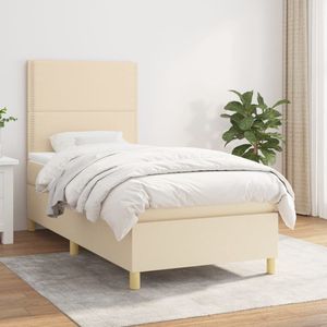 The Living Store Boxspringbed - Comfort Collection - Bed - 203 x 90 x 118/128 cm - Crème