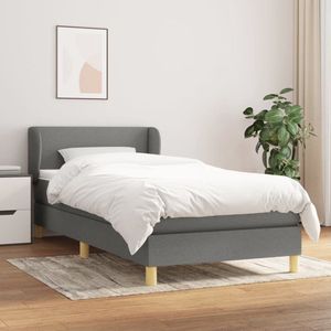 The Living Store Boxspring met matras stof donkergrijs 90x200 cm - Boxspring - Bed Frame - Donkere Kleuren - Slaapcomfort - Pocketed Spring Mattress