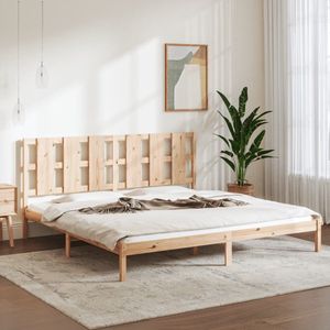 The Living Store Bedframe Grenenhout - 205.5 x 205.5 x 100 cm - Massief hout - Multiplex lattenbodem - 200 x 200 cm matras