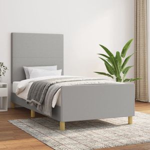 The Living Store Bedframe zonder matras 100x200 cm stof lichtgrijs - Bed Frame - Slaapcomfort - Hoofdbord - Tweepersoonsbed - Grijs Bed