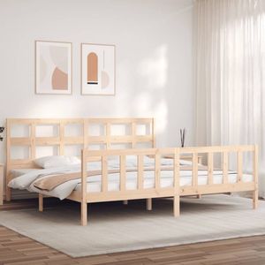 The Living Store Bedframe zonder matras massief grenenhout 200x200 cm - Massief Grenenhouten Bed - Bed Frame - Houten Bed - Bed Kopen - Tweepersoonsbed