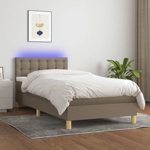 The Living Store Bed - Taupe - Boxspring - 80x200 cm - Met LED