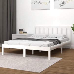 Jinlefu - The Living Store Massivholzbett Weiß Kiefer 120x190 cm - Massivholzbette - Kiefernbett - Weißes Bett - Doppelbett - Bettgestell