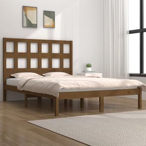 The Living Store Bedframe massief grenenhout honingbruin 200x200 cm - Honingbruin Bedframe - Houten Bedframe - Grenenhout Bedframe - King Size Bedframe - Tweepersoons Bedframe