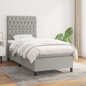 The Living Store Boxspring met matras stof lichtgrijs 90x190 cm - Boxspringbed - Boxspring - Tweepersoonsbed - Licht Grijs Bed - Pocketed Spring Mattress