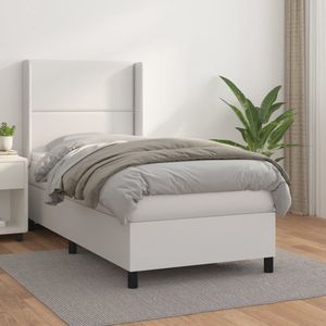 The Living Store Boxspring met matras kunstleer wit 90x190 cm - Boxspringbed - Boxspring - Bed Frame - Tweepersoonsbed - King Size Bed