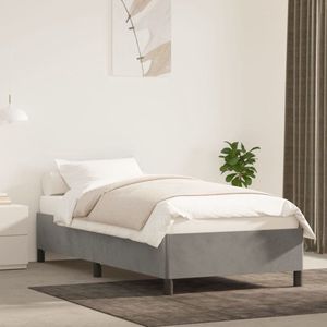 The Living Store Bedframe zonder matras 90x200 cm fluweel lichtgrijs - Slaapcomfort - Bed Frame - Tweepersoons Bed - Boxspring - Velvet Bed