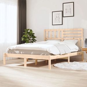 The Living Store Bedframe massief grenenhout 140x200 cm - Houten Bedframe - Grenenhout Bedframe - Rustic Bedframe - King Size Bedframe - Tweepersoons Bedframe