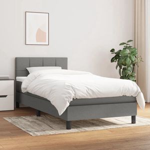 The Living Store Boxspring met matras stof donkergrijs 80x200 cm - Boxspringbed - Donkere Kleuren - Tweepersoonsbed - Pocketveer Matras - Middenhard Matras