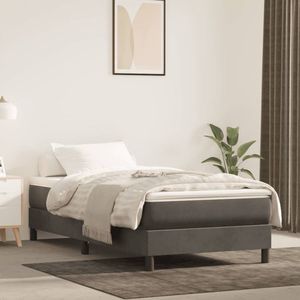 The Living Store Bedframe zonder matras 80x200 cm fluweel donkergrijs - Boxspring Frame - Donkere Kleuren - Velvet Bedframe - Tweepersoons Bed - Stapelbare Bedbodems