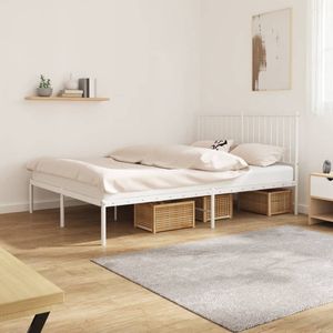 The Living Store Bedframe Classic - Staal - Wit - 207 x 146 x 90.5 cm - Robuust - Met opbergruimte - Geschikt voor 140 x 200 cm matras