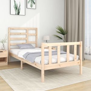 The Living Store Houten Bedframe - Massief Grenenhout - 195.5 x 81 x 104 cm - Geschikt voor 75 x 190 cm Matras - 1 x bedframe - 1 x hoofdeind - 1 x voeteneind