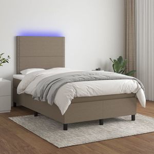 The Living Store Boxspring - LED - 120x200 cm - Taupe - Pocketvering