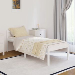 The Living Store Bedframe Grenenhout - Wit - 195.5 x 80.5 x 70.5 cm - Geschikt voor 75 x 190 cm Matras