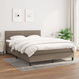 The Living Store Boxspringbed - Pocketvering Matras - Middelharde Ondersteuning - Huidvriendelijk Topmatras - 203x144x78/88 cm - Taupe/ wit - 100% polyester - Multiplex en bewerkt hout - Montagehandleiding bijgeleverd