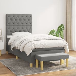 The Living Store Bed - Pocketvering matras - Middelharde ondersteuning 80x200 cm - Duurzaam donkergrijs