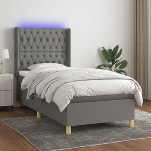 The Living Store Boxspring met matras en LED stof donkergrijs 80x200 cm - Boxspring - Boxsprings - Bed - Slaapmeubel - Boxspringbed - Boxspring Bed - Tweepersoonsbed - Bed Met Matras - Bedframe - Ledikant - Bed Met LED