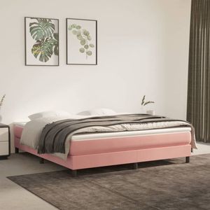 The Living Store Bedframe fluweel roze 180x200 cm - Boxspring Frame - Slaapcomfort - Velvet Bed - Rozerood Bed - Tweepersoon Bed