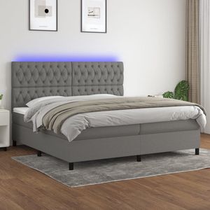 The Living Store Boxspring Elektrisch - 203 x 200 x 118/128 cm - LED - Pocketvering Matras