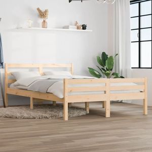 The Living Store Bedframe Grenenhout - Moderne slaapkamerinrichting - 120 x 200 cm - Massief hout - Stabiel en comfortabel