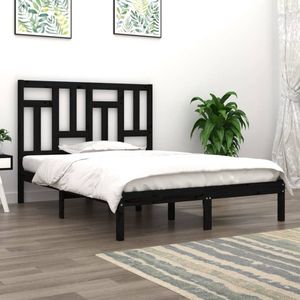 The Living Store Massivholzbett Schwarz Kiefer 200x200 cm - Holzbett - Massivholzbette - Kiefernbett - Doppelbett - Schwarzes Bett