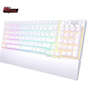 Royal Kludge RK96 Mechanisch Toetsenbord - Gaming Keyboard - Wit - Bedraad - Bluetooth - Hot Swappable - Blue Switches - Office - Magnetische Polssteun