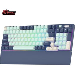 Royal Kludge RK96 Mechanisch Toetsenbord - Gaming Keyboard - Forrest Blue - Bedraad - Bluetooth - Hot Swappable - Blue Switches - Office - Magnetische Polssteun