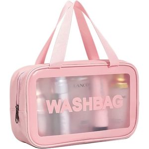 Sefaras Doorzichtige Toilettas - Washbag - Reistoilettas - Roze