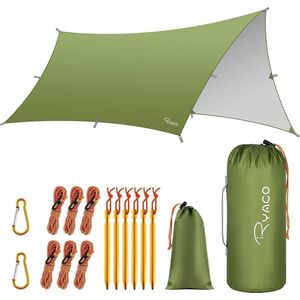 Ryaco Outdoor Tentzeil - Campingzeil - Zonnescherm met Opbergtas - Waterdicht - UV-Bestendig - Tarps voor kamperen - 3-4 Personen - 290 x 350 cm - Groen