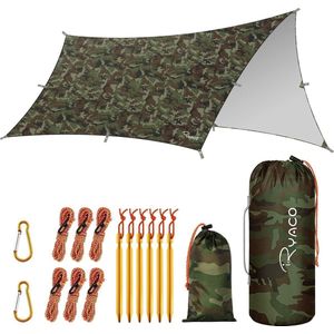Ryaco Outdoor Tentzeil - Campingzeil - Zonnescherm met Opbergtas - Waterdicht - UV-Bestendig - Tarps voor kamperen - 3-4 Personen - 290 x 350 cm - Camouflage