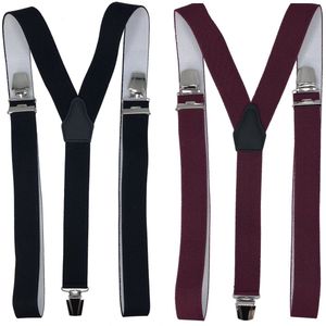 Duopack Bretels Zwart/Bordeaux met brede extra sterke stevige Clips