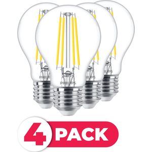 Philips LED Filament E27 - 7W (60W) - Warm Wit Licht - Niet Dimbaar - 4 stuks