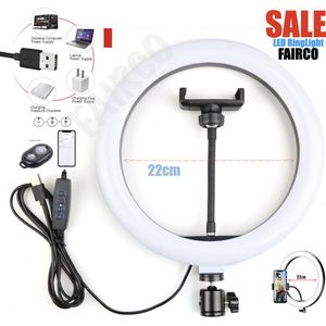 LED Ring Light 20Cm Incl. Bluetooth Afstandsbediening en Telefoonhouder – Selfie lamp - Ringlampen - Tik tok - flitser - Make up light - LED Ring Lamp (ZONDER Statief) -------- FAIRCO