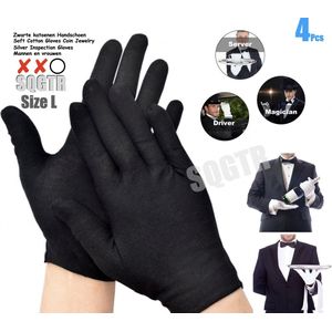 4 Stuks/Zak Mannen Vrouwen Volledige Vinger Katoenen Handschoenen Hoge Elastische Etiquette Obers Drivers Sieraden Werknemers Wanten Zweet Handschoenen - Gloves Cotton - Maat L 2 Paar Zwart ………..  SQGTR