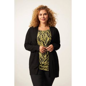 Miss Etam Plus - Senna - Vest - Zwart - Grote Maten - Fijngebreid