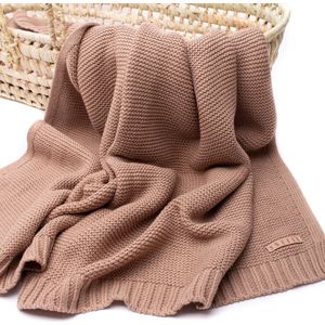 Snufie wiegdekentje | 100% katoen | Premium babydeken | extra zacht 100x80cm | Basic Knit | Khaki