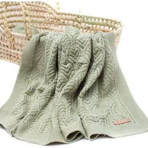 Snufie babydeken | 100% katoen| gehaakt motief | extra zacht 100x80cm | Pluis vrije deken | Premium babydekentjes voor ledikant | voor jongens en meisjes | Fan GROEN
