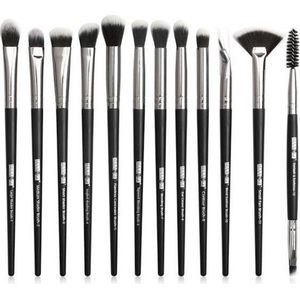 Make-up kwasten - Beauty Set – Poeder kwasten – Oog schaduw - Wenkbrauwen - 12 stuks - Zwart