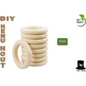 Bob Online ™ - 10 Stuks – 30mm Houten Ringen – Voor Knutselen, doe-het-zelf Handwerk, Sieraden, Houten Ring, Hanger, Plantenhanger, Decoratie + Accessoires – 10 Pcs – 30mm Wooden Rings – 30mm Hobby Houten Ringen - Houten Kralen