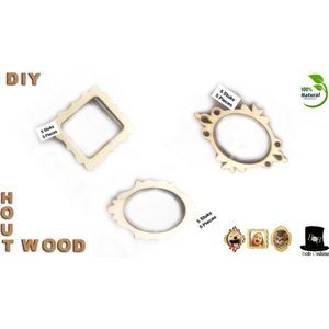 Bob Online ™ - Mixed Setje - 15 Stuks - Ovaal Houten Fotolijst (Hollowed Out) x 5 + Vierkant x 5 + Ovaal x 5 - Natuurlijke Houten Craft Ovaal Fotolijst – Oval Wooden Craft DIY Frames – Scrapbooking en Kaarten Maken Houten Accessoires – Houten Foto