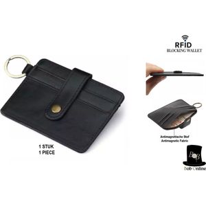 Bob Online ™ - 1 Stuk – Zwart - RFID Karthouder – RFID Pasjeshouder – Leer RFID Kredietkaart Houder met Sleutelhouder – RFID Card Holder with Key Ring – RFID-sleutelhanger met Pasjesbescherming – RFID Beveiligd Portemonnee – RFID Wallet Leather