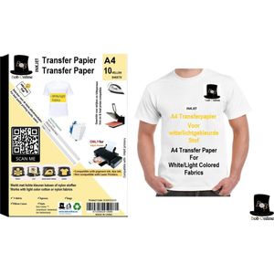 Bob Online™ - 10 Vellen – Transferpapier – T-shirt Transferpapier – T-shirt Transfer Paper – Iron on Transfer Paper – Licht Textiel Transferpapier – Light Textile Transfer Paper – Inkjet Transferpapier – Gepersonaliseerd Cadeau – Heat Press Transfer