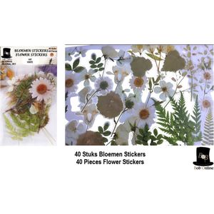 Bob Online ™ - 40 Stuks – Wit Bloemenstickers PET – Transparant Bloemstickers voor Scrapbooking, Kaarten Maken, Inpakken, DIY Ambachten, Waterflessen, Telefoonhoesjes, Laptops – Flower Stickers PET – Retro Floral Stickers White