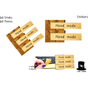Bob Online™ - 60 Stuks (5 Vellen) – Craft Kleur Achtergrond - ‘Hand made’ Papier Stickers - voor Scrapbook, Kaarten Maken, Cadeau Verpakking enz - Zelfklevend 70mm x 15mm – 60 Pcs (5 Sheets) – ‘Hand made’ Paper Stickers – Card Making, Scrapbooking