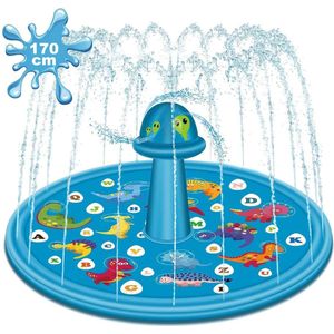 Watermat - Waterspeelmat - Watersproeiers - Speelmat - Speelmat water - Waterspeelkleed - Waterspeelgoed buiten - Watermat fontein - Opblaasbare fontein - Waterpark - 170 cm - Blauw