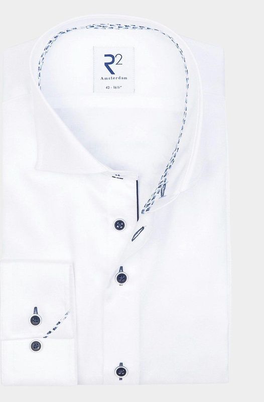 R2 Overhemd Twill Wit - Heren - Overhemden Formeel