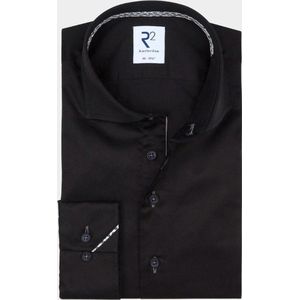 R2 Amsterdam Casual hemd lange mouw Zwart NOS.TWILL.004/020
