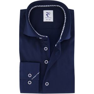 R2 - Overhemd - Navy - Katoen - Lange Mouw