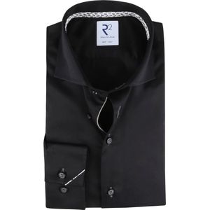 R2 Amsterdam - Overhemd - Zwart - Katoen - Extra Lange Mouwen