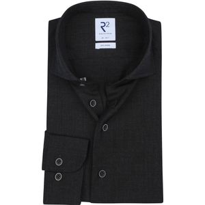 R2 - Overhemd - Donkergrijs - Wol - Lange Mouwen